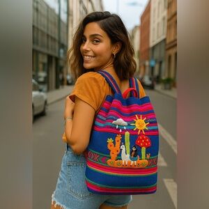 Authentic Peruvian Handmade Drawstring Backpack – Bright Andean Textile